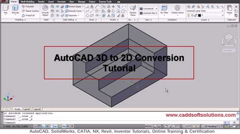 autocad 3d to 2d command.